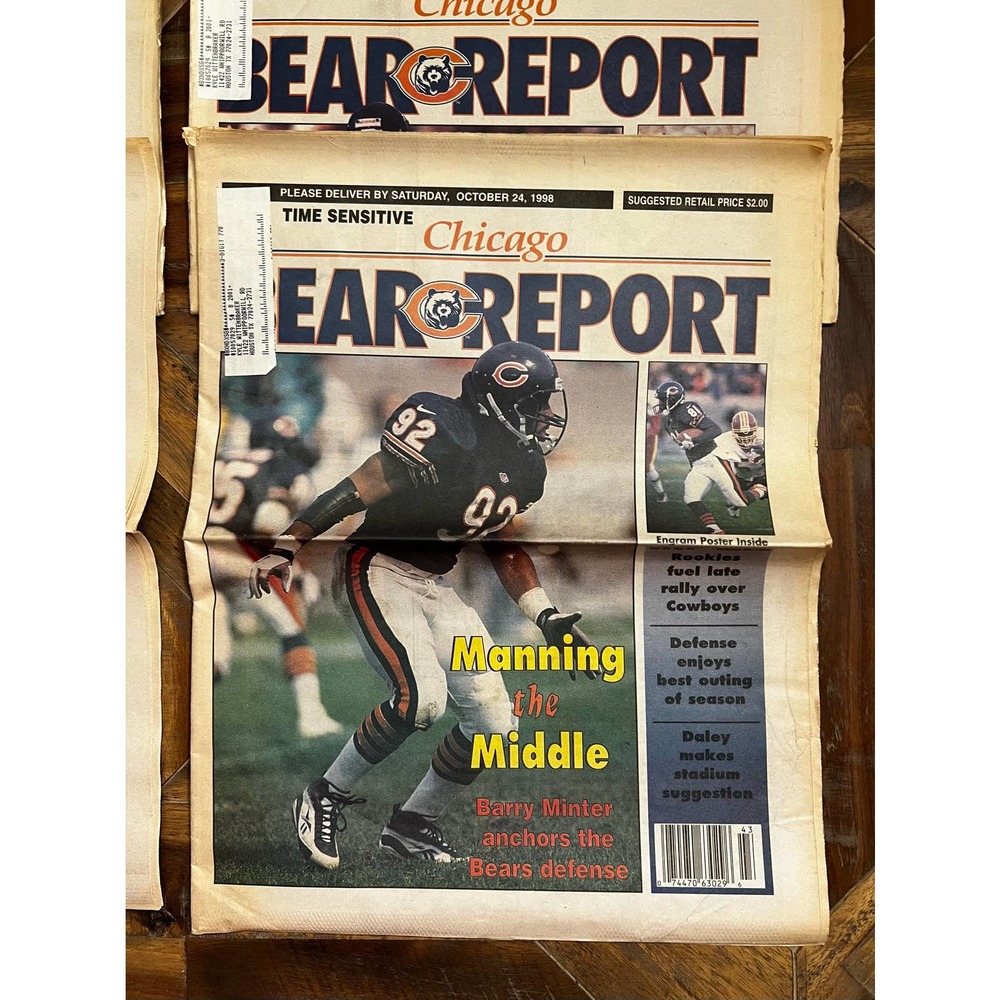 Original Chicago Bears Newspaper Set 1998 Vintage